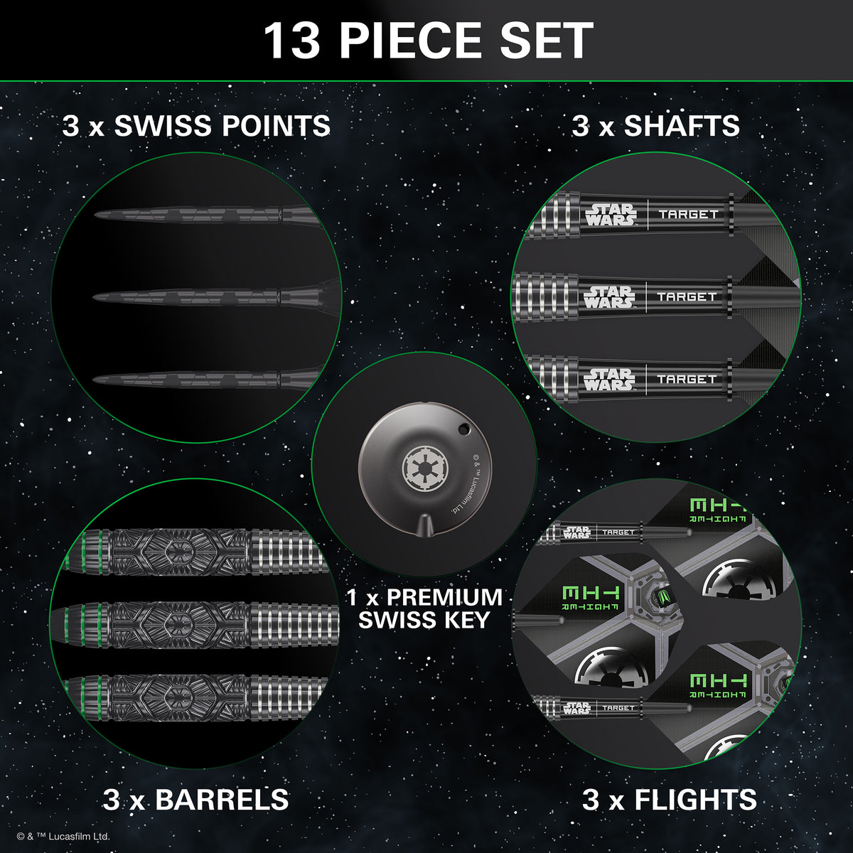 Target Star Wars Darts - Stahlspitze - 90% Tungsten - Tie Fighter