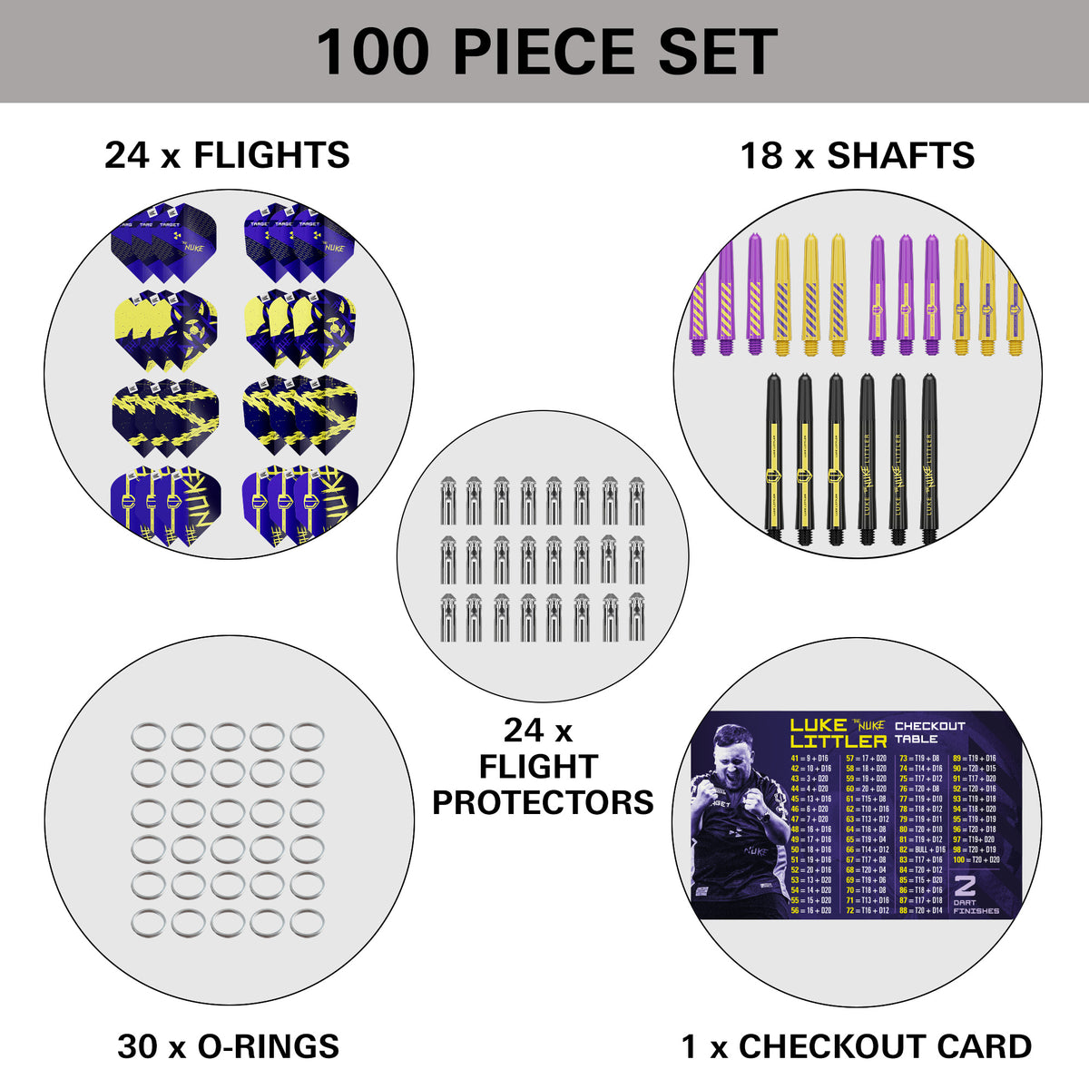 Target Luke Littler Darts - 100-teiliges Zubehörset
