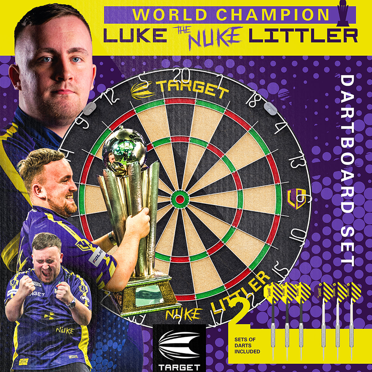 Target Luke Littler Dartboard Set - Dartboard + 6 Darts