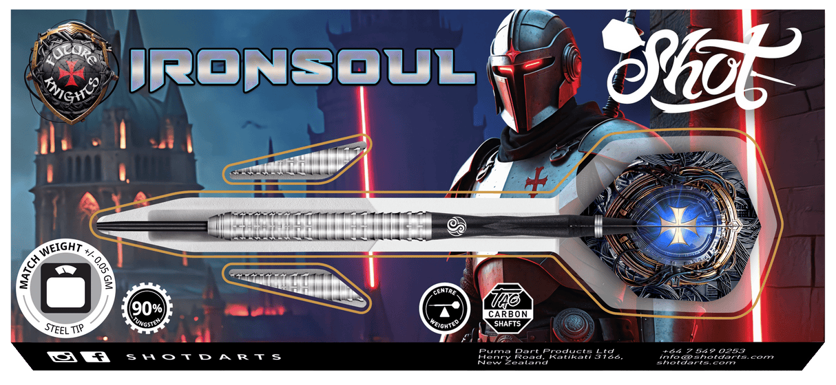 Shot Future Knights Darts - Steel Tip - 90% Tungsten - Ironsoul