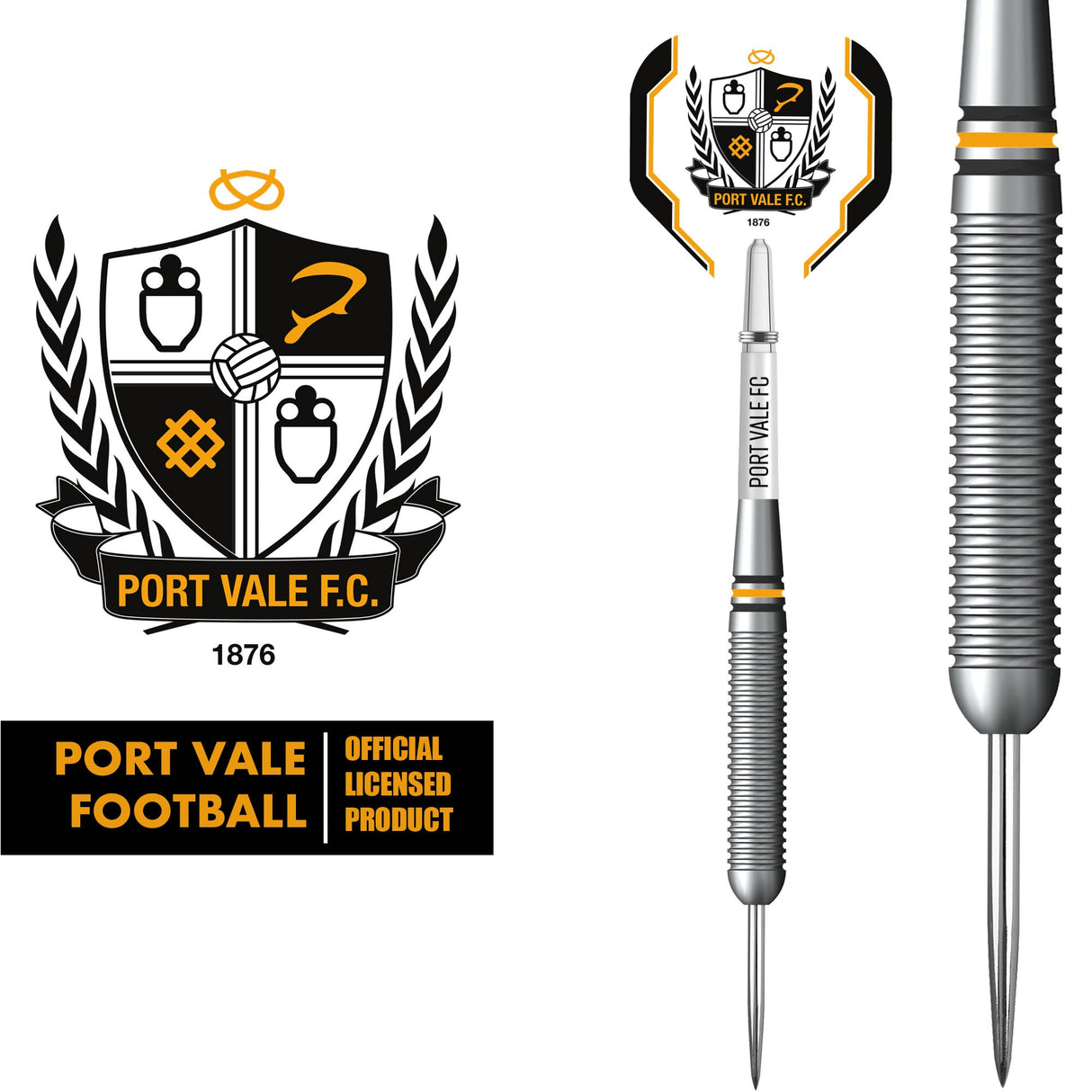 Port Vale FC – Offiziell lizenziert – The Valiants – Steeldarts – Messing – 22 g