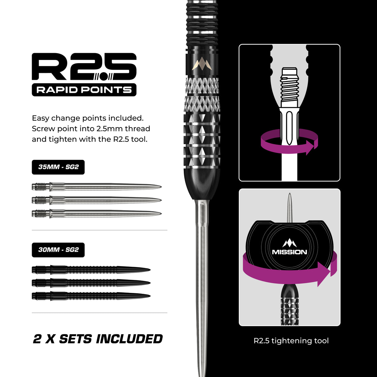 Mission Quantum R2.5 Darts - Stahlspitze - 95% Tungsten