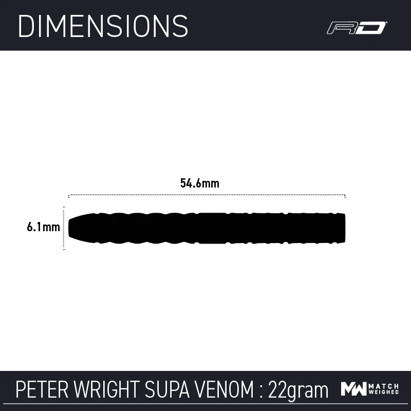 Red Dragon Peter Wright Darts - Stahlspitze - 90% Tungsten - Supa Venom