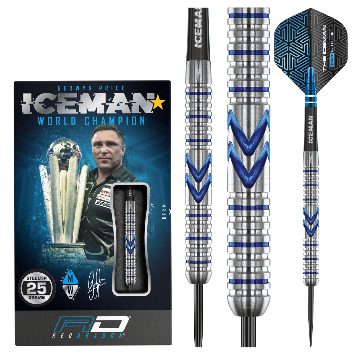 Red Dragon Gerwyn Price Darts - Stahlspitze - 90% Tungsten - Mitternacht