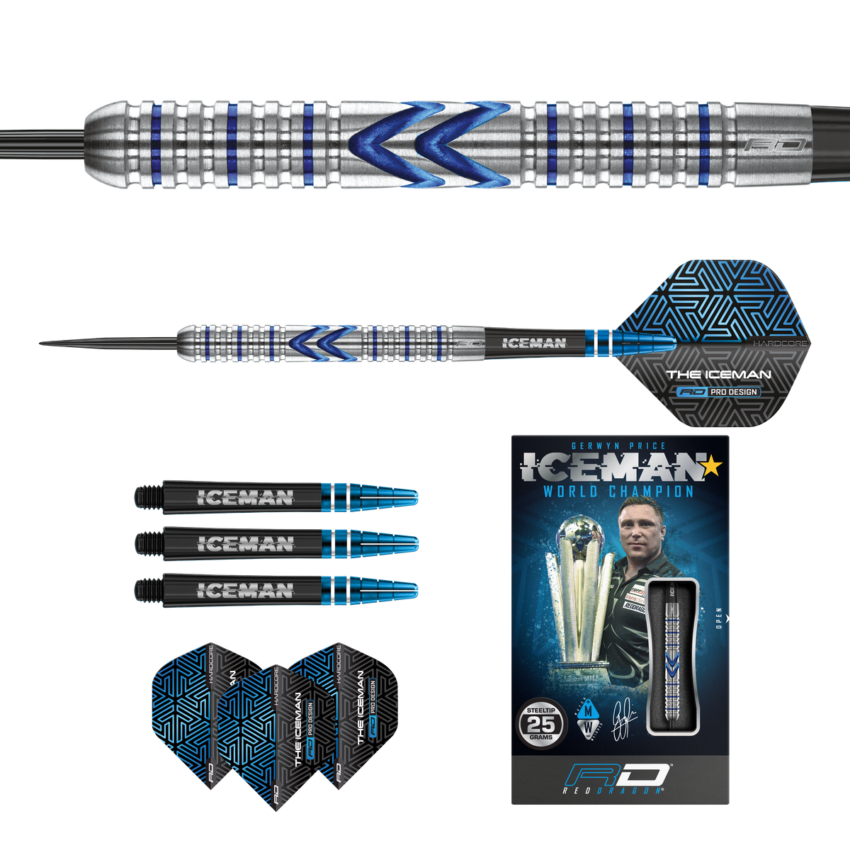 Red Dragon Gerwyn Price Darts - Stahlspitze - 90% Tungsten - Mitternacht
