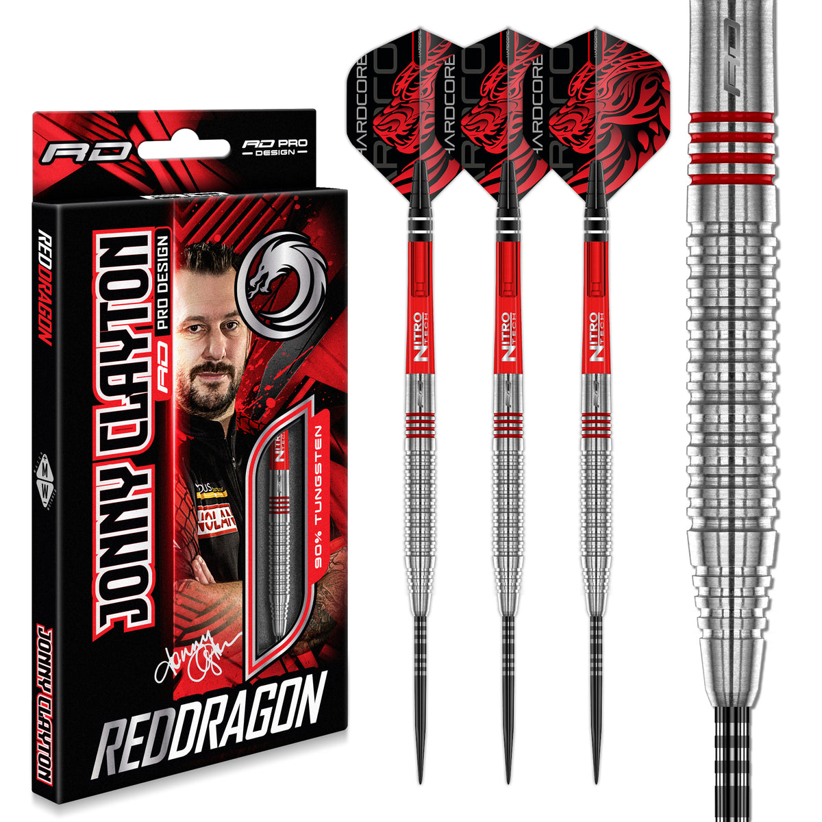 Red Dragon Jonny Clayton Darts - Stahlspitze - 90% Tungsten - Original