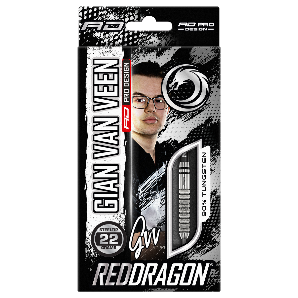 Red Dragon Gian van Veen Darts - Stahlspitze - 90% Tungsten - Diamond
