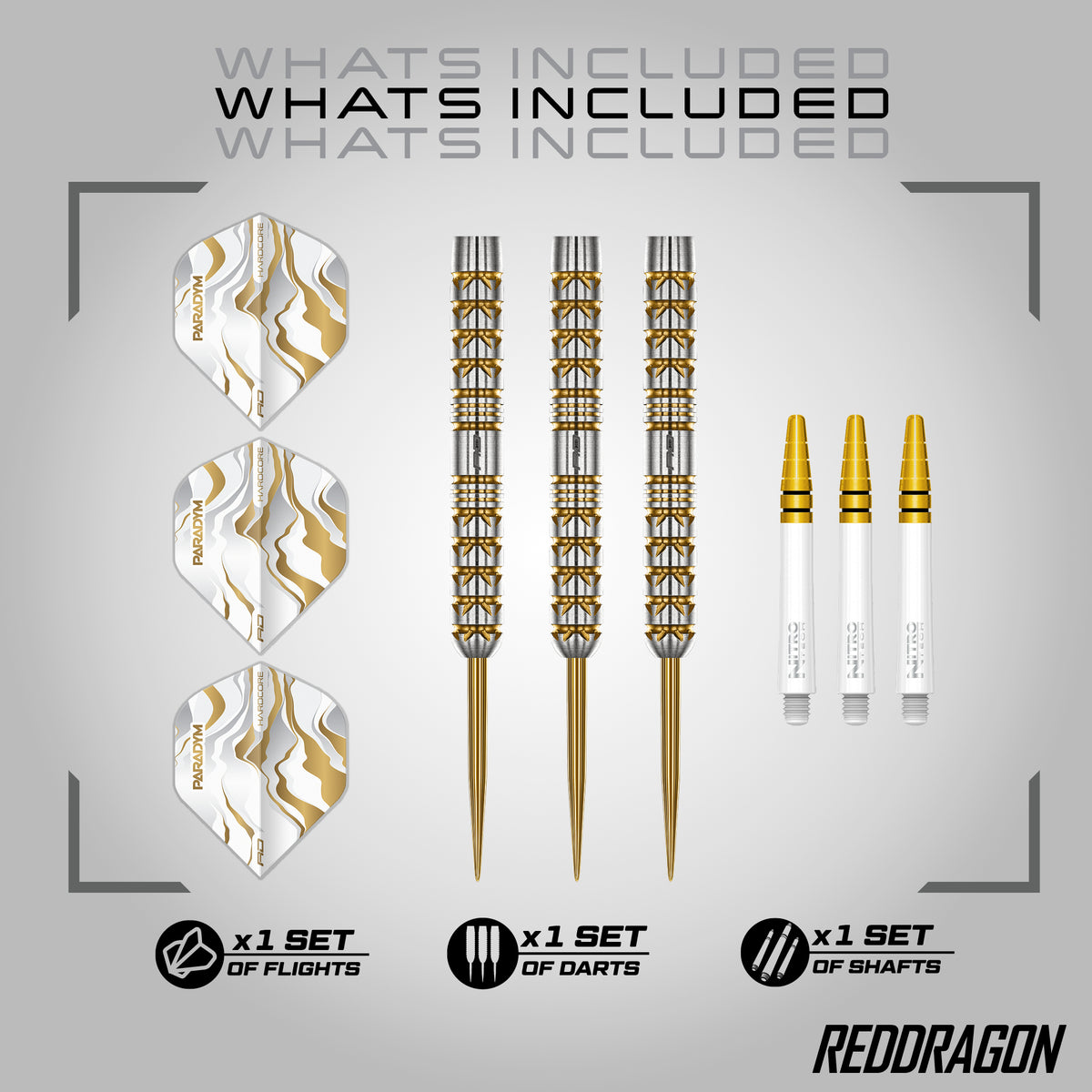 Red Dragon Paradym Gold Darts - Stahlspitze - 90% Tungsten - Parallel