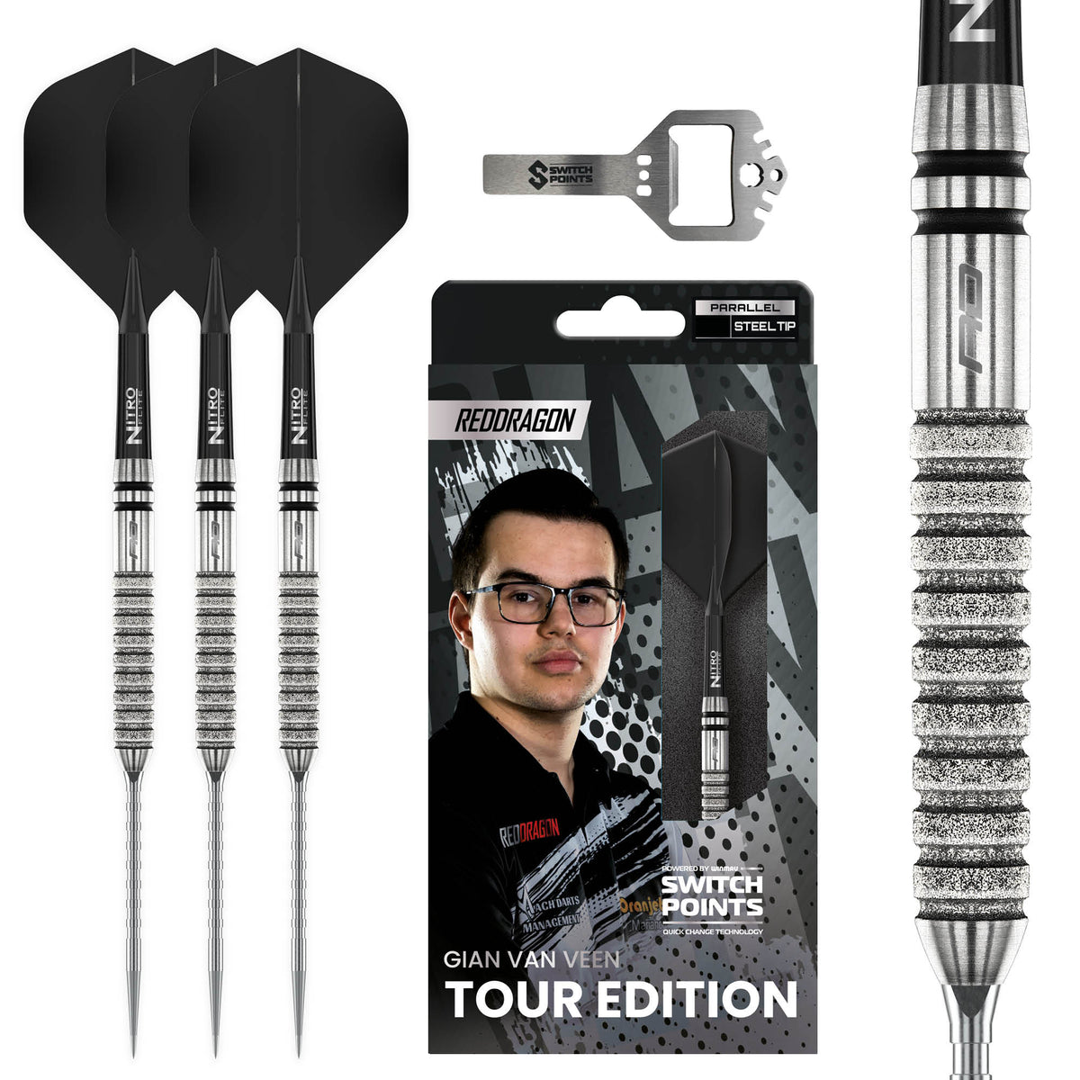 Red Dragon Gian van Veen Switch Darts - Stahlspitze - 90% Tungsten - Diamond