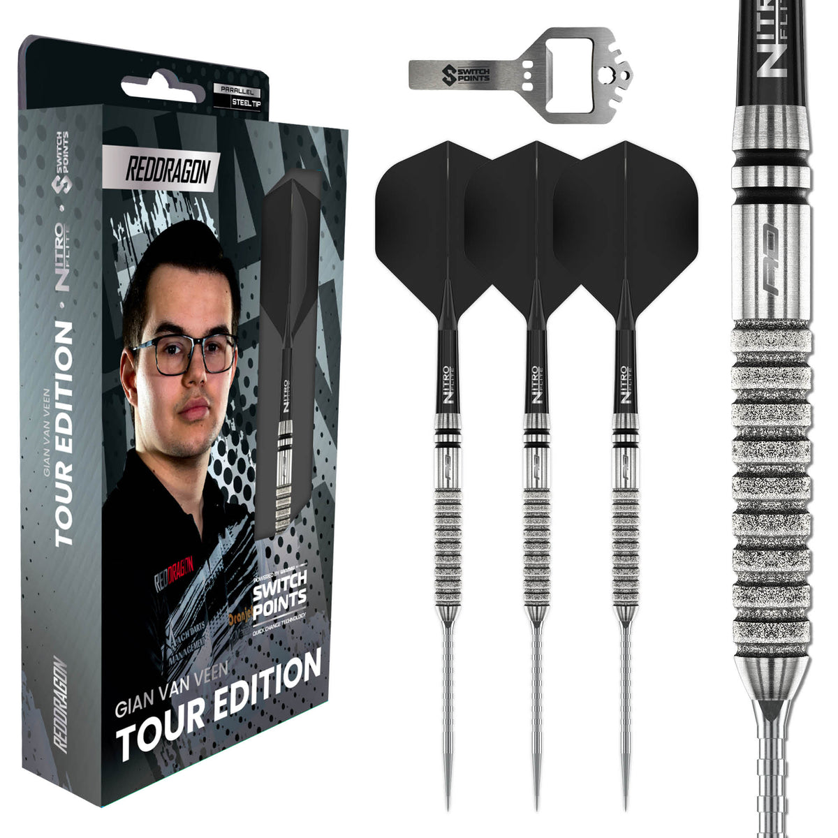Red Dragon Gian van Veen Switch Darts - Stahlspitze - 90% Tungsten - Diamond