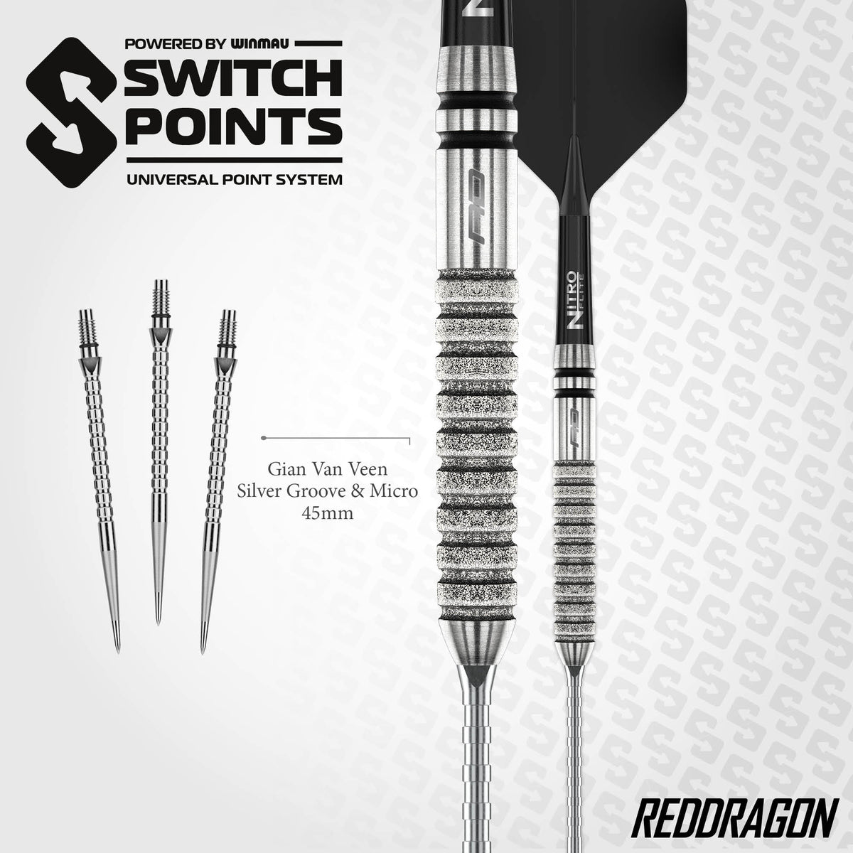 Red Dragon Gian van Veen Switch Darts - Stahlspitze - 90% Tungsten - Diamond