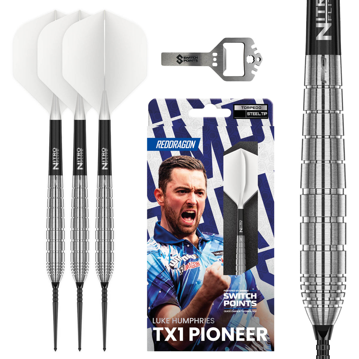 Red Dragon Luke Humphries Switch Darts - Stahlspitze - 90% Tungsten - TX1