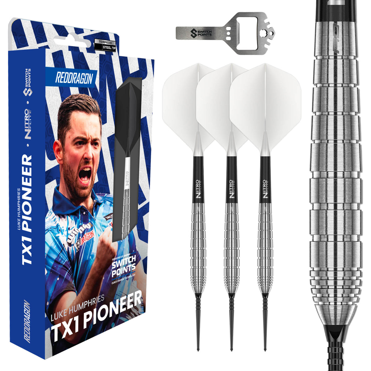 Red Dragon Luke Humphries Switch Darts - Stahlspitze - 90% Tungsten - TX1