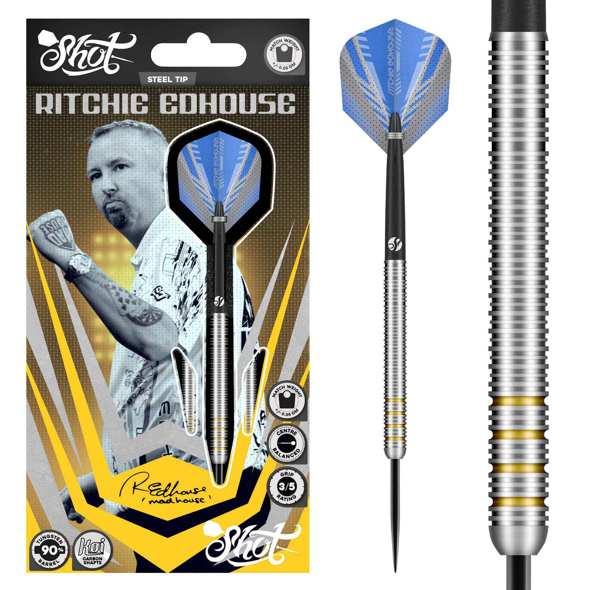Shot Ritchie Edhouse Darts - Stahlspitze - 90% Tungsten