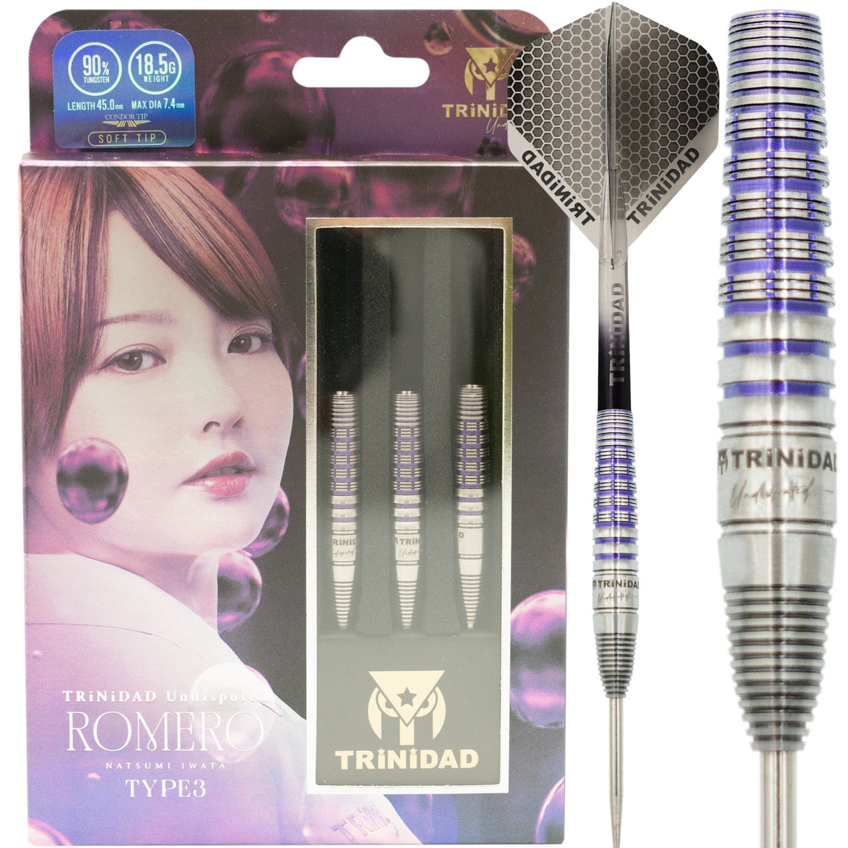 Trinidad Undisputed Darts - Welche Spitze - 95% Tungsten - Romero 3 - Lila - 20g