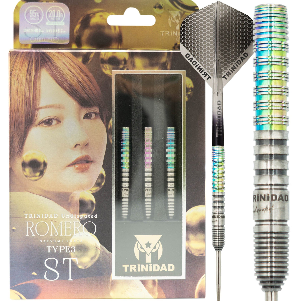 Trinidad Undisputed Darts - Welche Spitze - 95% Tungsten - Romero 3 - Regenbogen - 20g