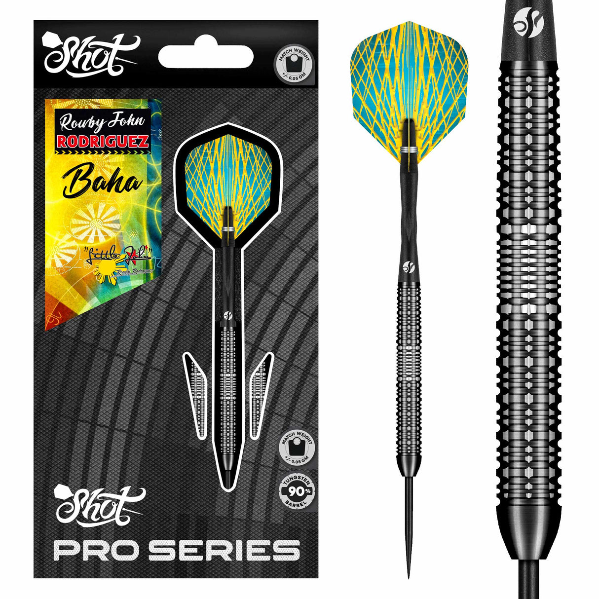 Shot Pro Series Darts - Stahlspitze - 90% Tungsten - Rowby-John Rodriguez