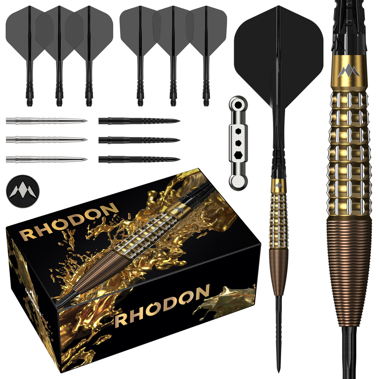Mission Rhodon Darts - Stahlspitze - 95% Tungsten - Bronze & Gold PVD
