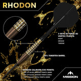 Mission Rhodon Darts - Stahlspitze - 95% Tungsten - Bronze & Gold PVD