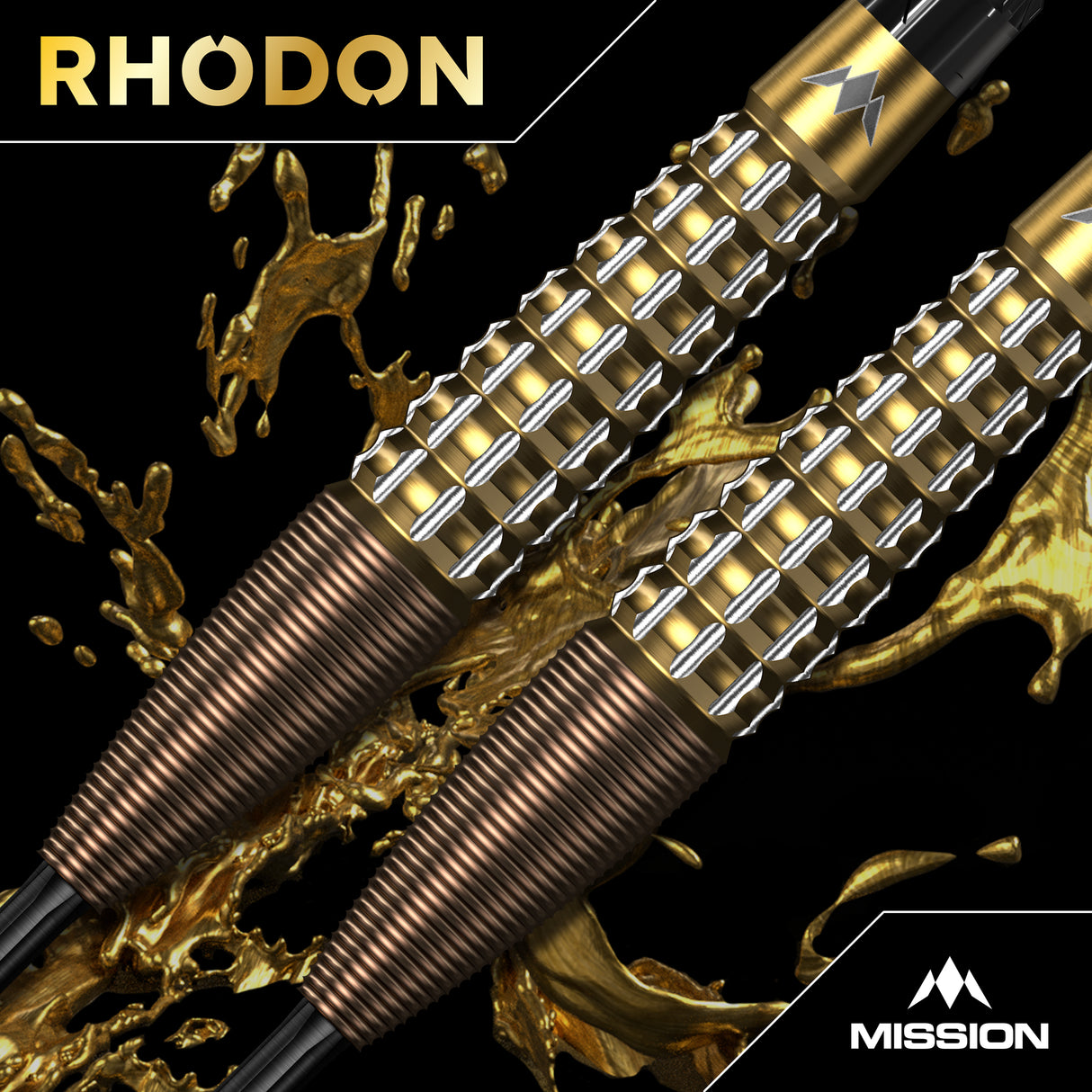 Mission Rhodon Darts - Stahlspitze - 95% Tungsten - Bronze & Gold PVD