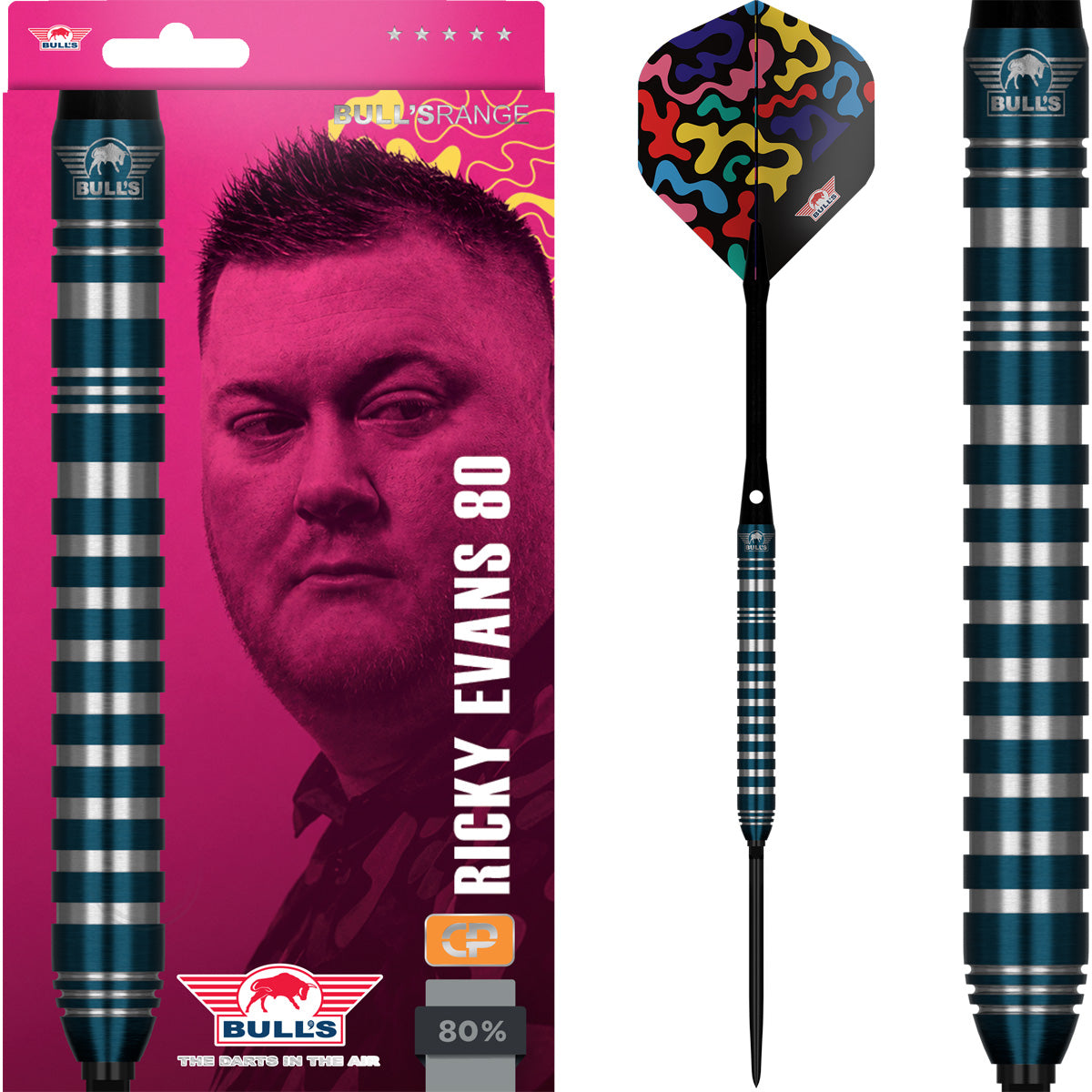 Bulls Ricky Evans CP Darts - Stahlspitze - 80% Tungsten - Blau