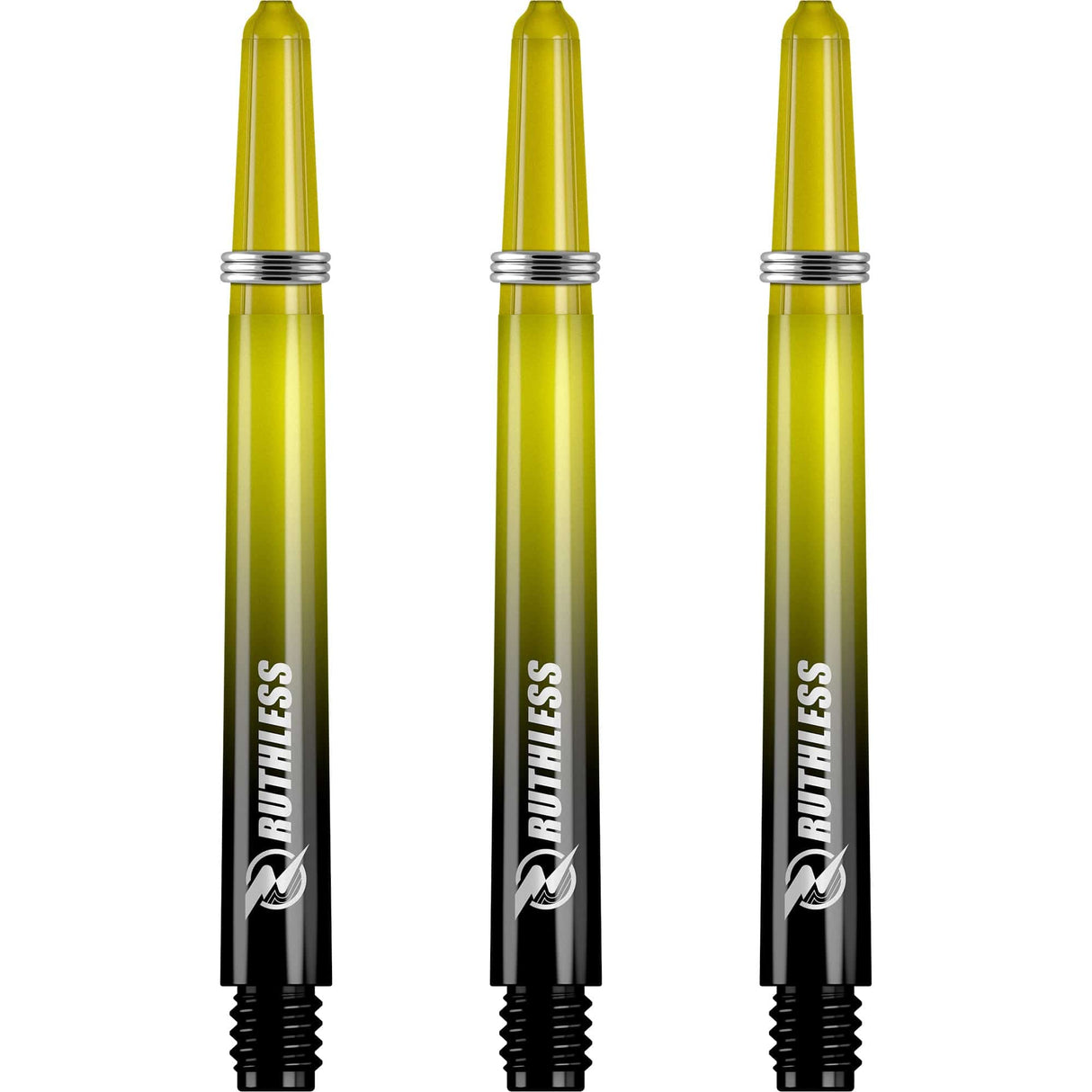 Ruthless Deflectagrip Plus Dart Shafts - Polycarbonate Stems with Springs - Yellow Medium