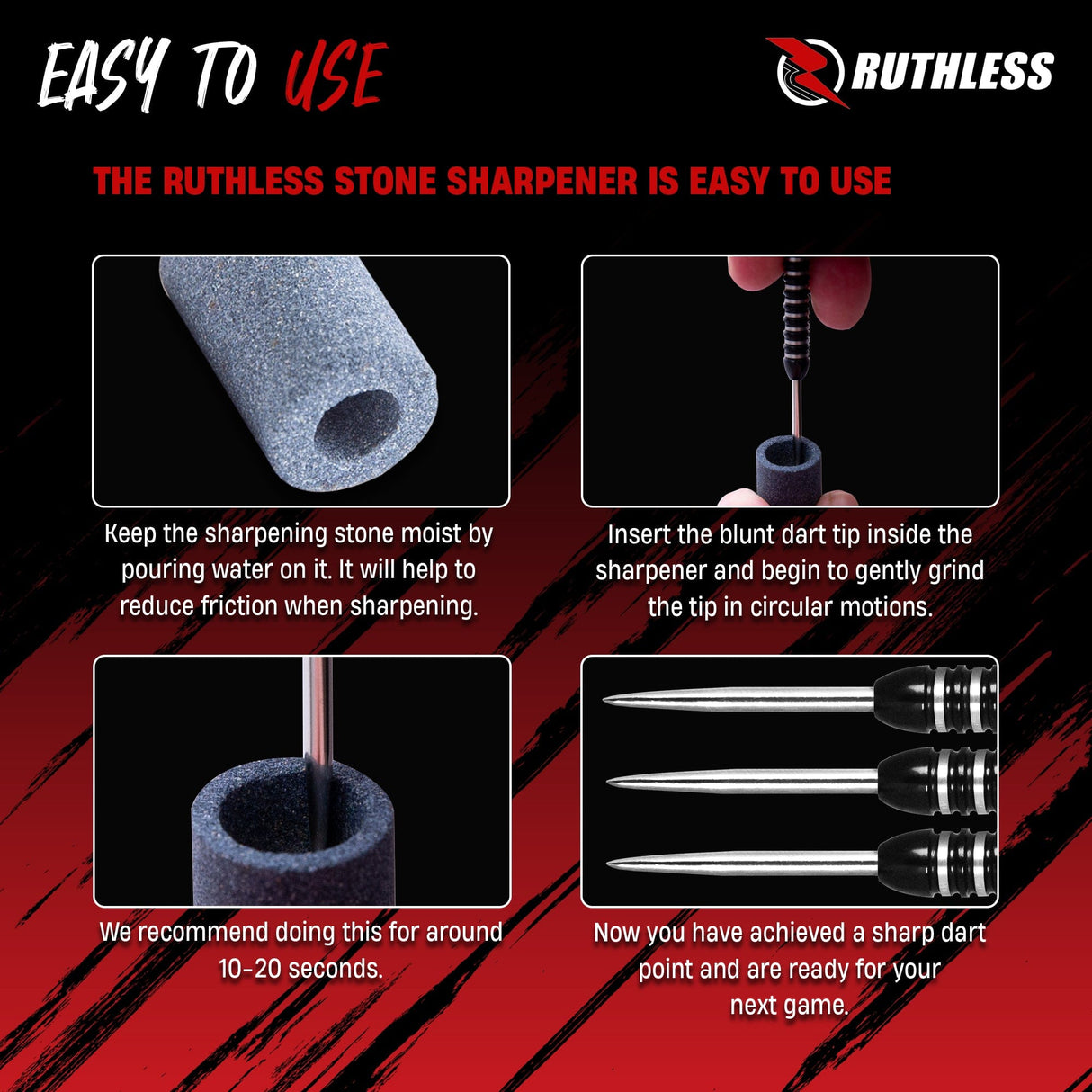 Ruthless Dart Sharpener - Mini Round Stone - Value Pack - 3 Pieces