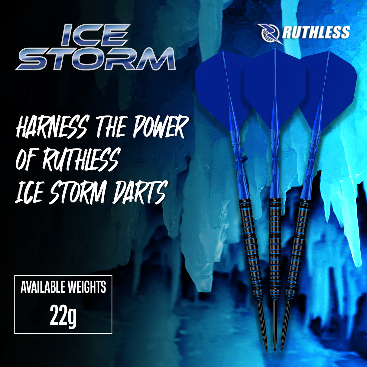 Ruthless Icestorm Darts - Steel Tip - 90% Tungsten - 22g