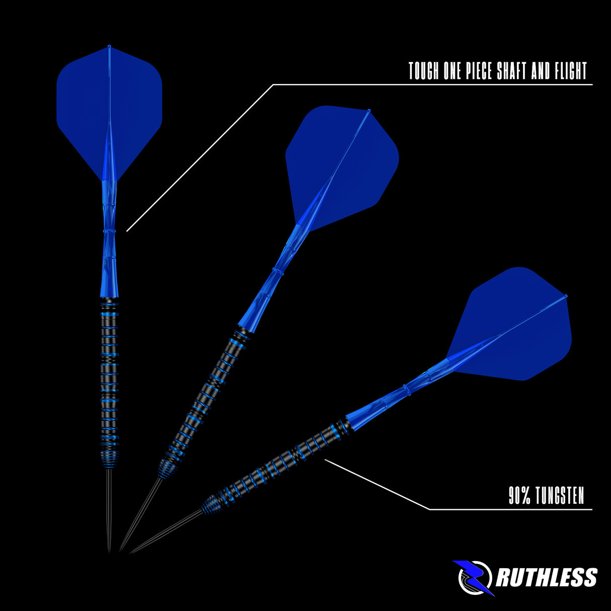 Ruthless Icestorm Darts - Steel Tip - 90% Tungsten - 22g