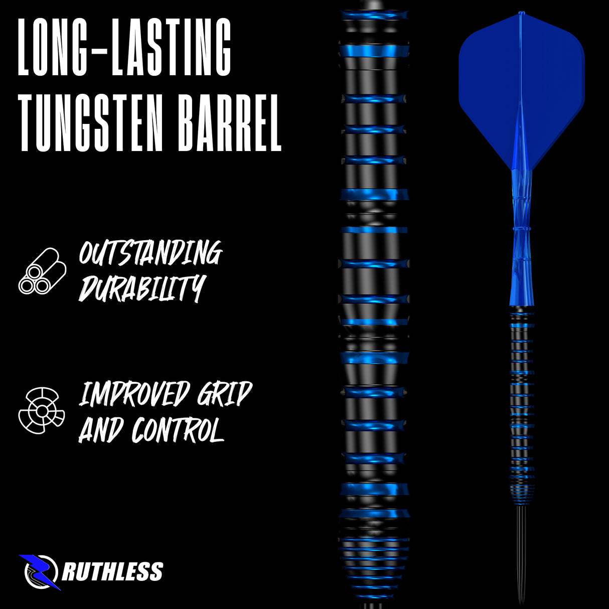 Ruthless Icestorm Darts - Steel Tip - 90% Tungsten - 22g