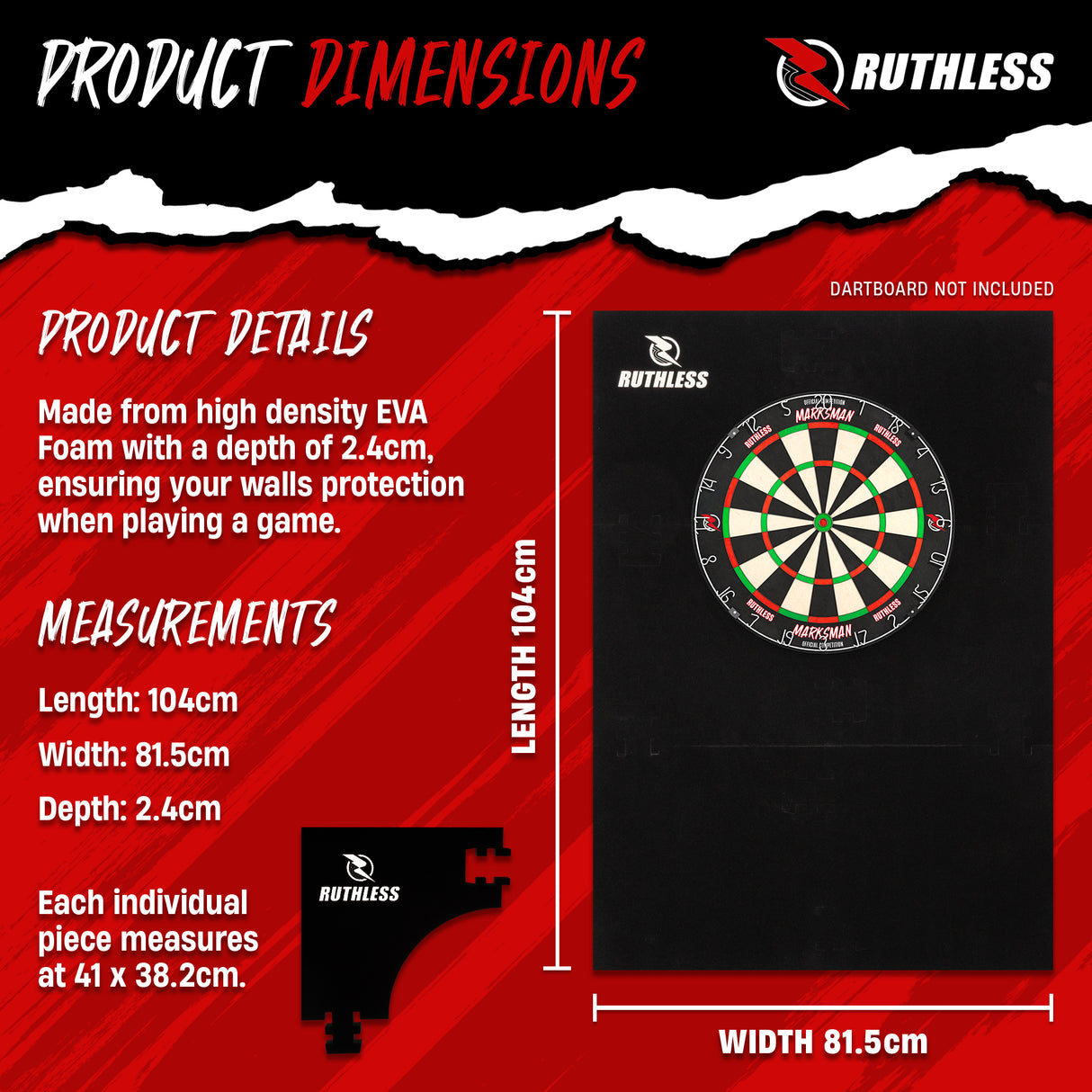 Ruthless XL Jigsaw Surround - EVA Dartboard Surround - Schwarz