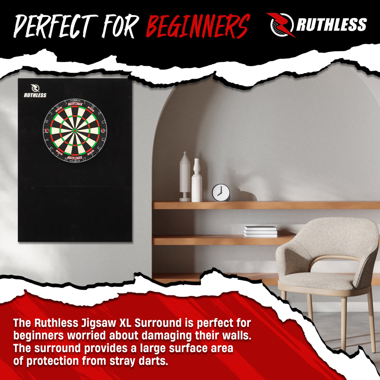 Ruthless XL Jigsaw Surround - EVA Dartboard Surround - Schwarz