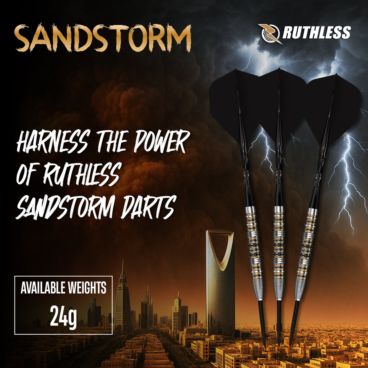 Ruthless Sandstorm Darts - 24g Steel Tip - 90% Tungsten