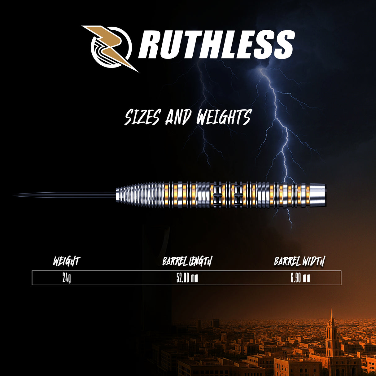 Ruthless Sandstorm Darts - 24g Steel Tip - 90% Tungsten