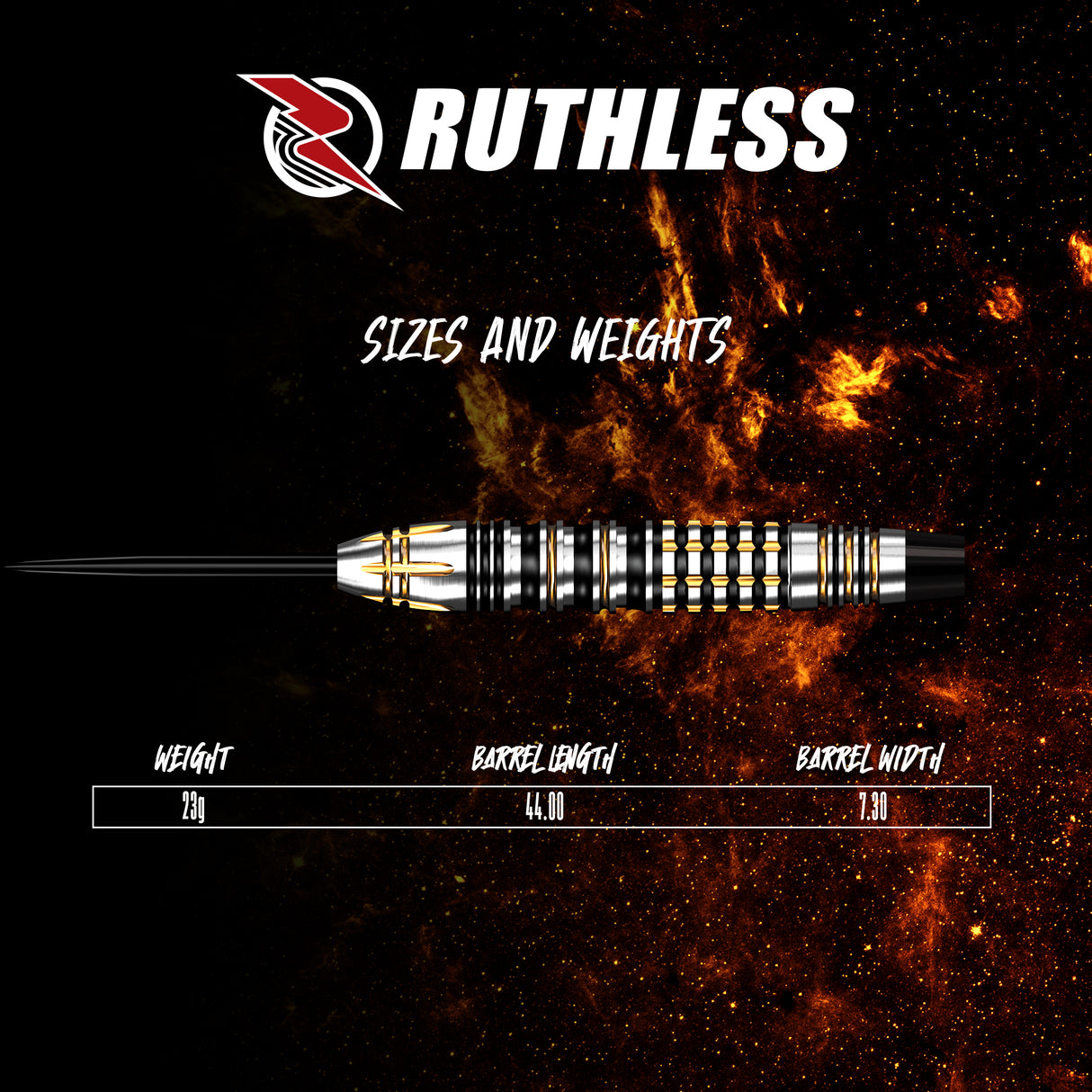Ruthless Solar Storm Darts - 23g Steel Tip - 90% Tungsten