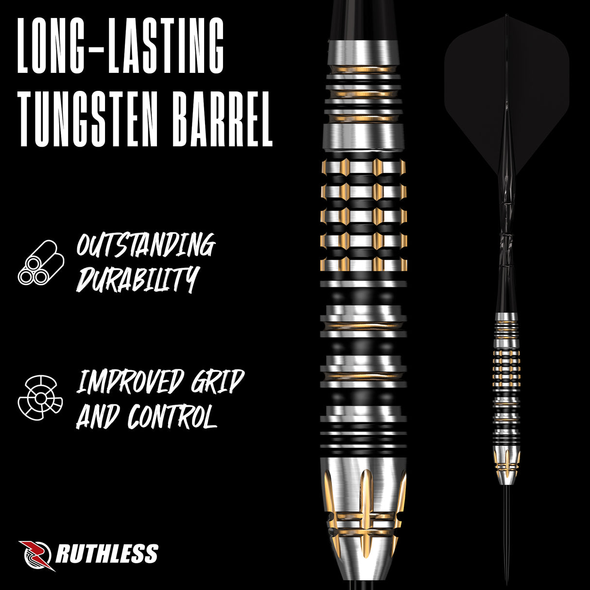 Ruthless Solar Storm Darts - 23g Steel Tip - 90% Tungsten