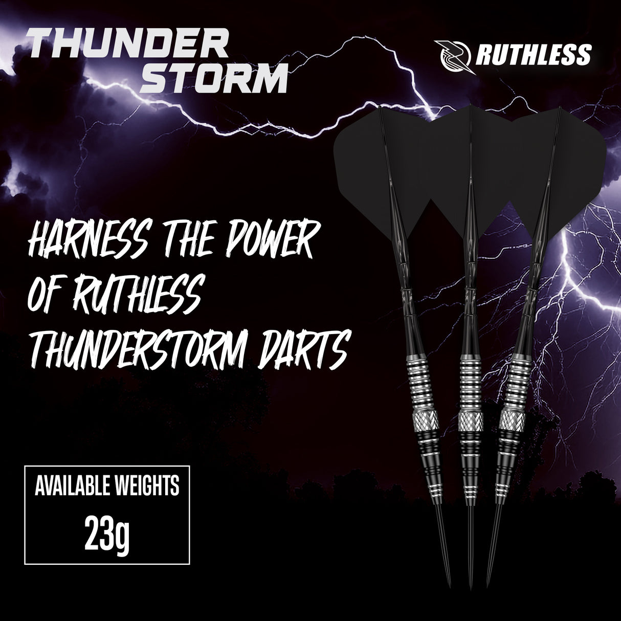 Ruthless Thunderstorm Darts - 23g Steel Tip - 90% Tungsten
