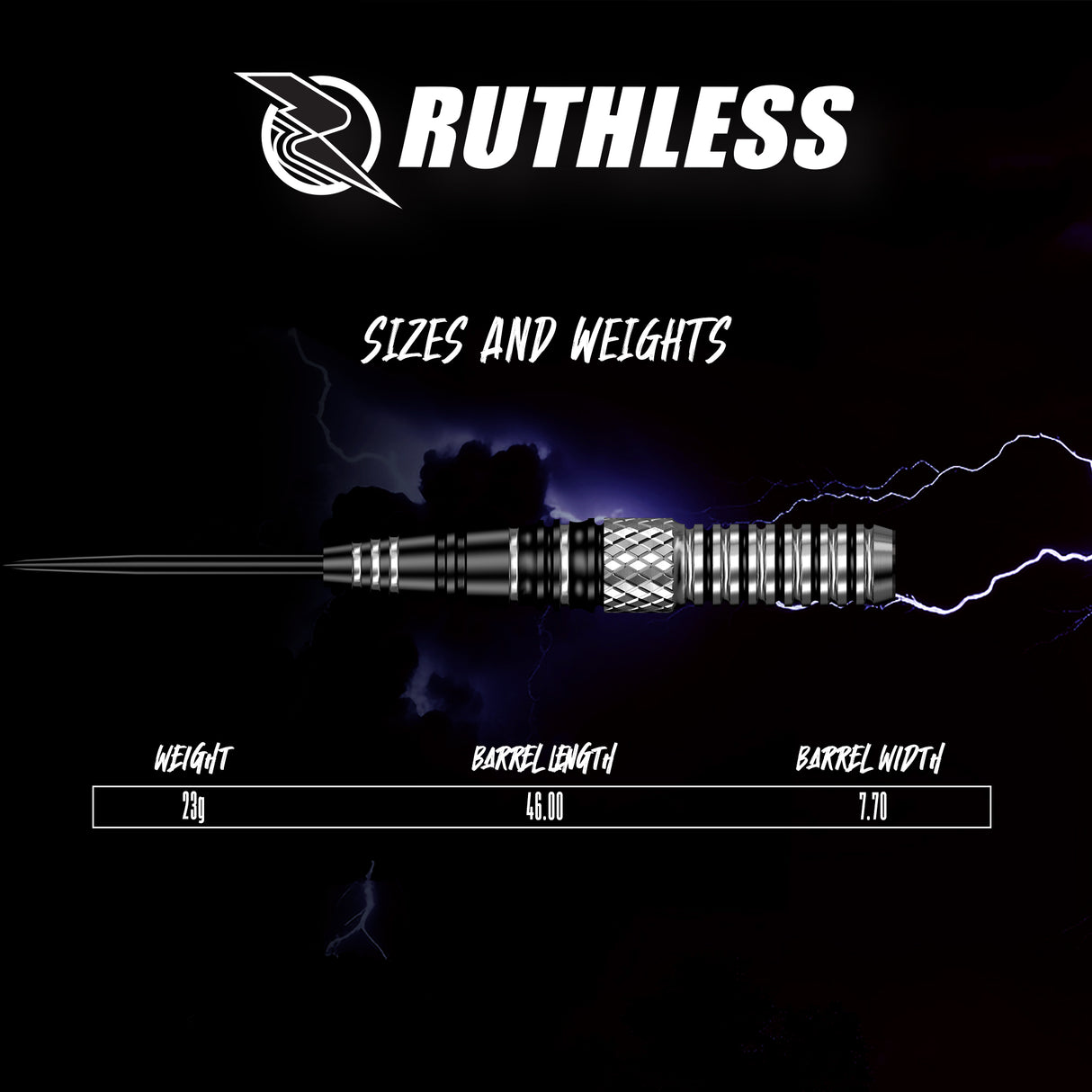 Ruthless Thunderstorm Darts - 23g Steel Tip - 90% Tungsten