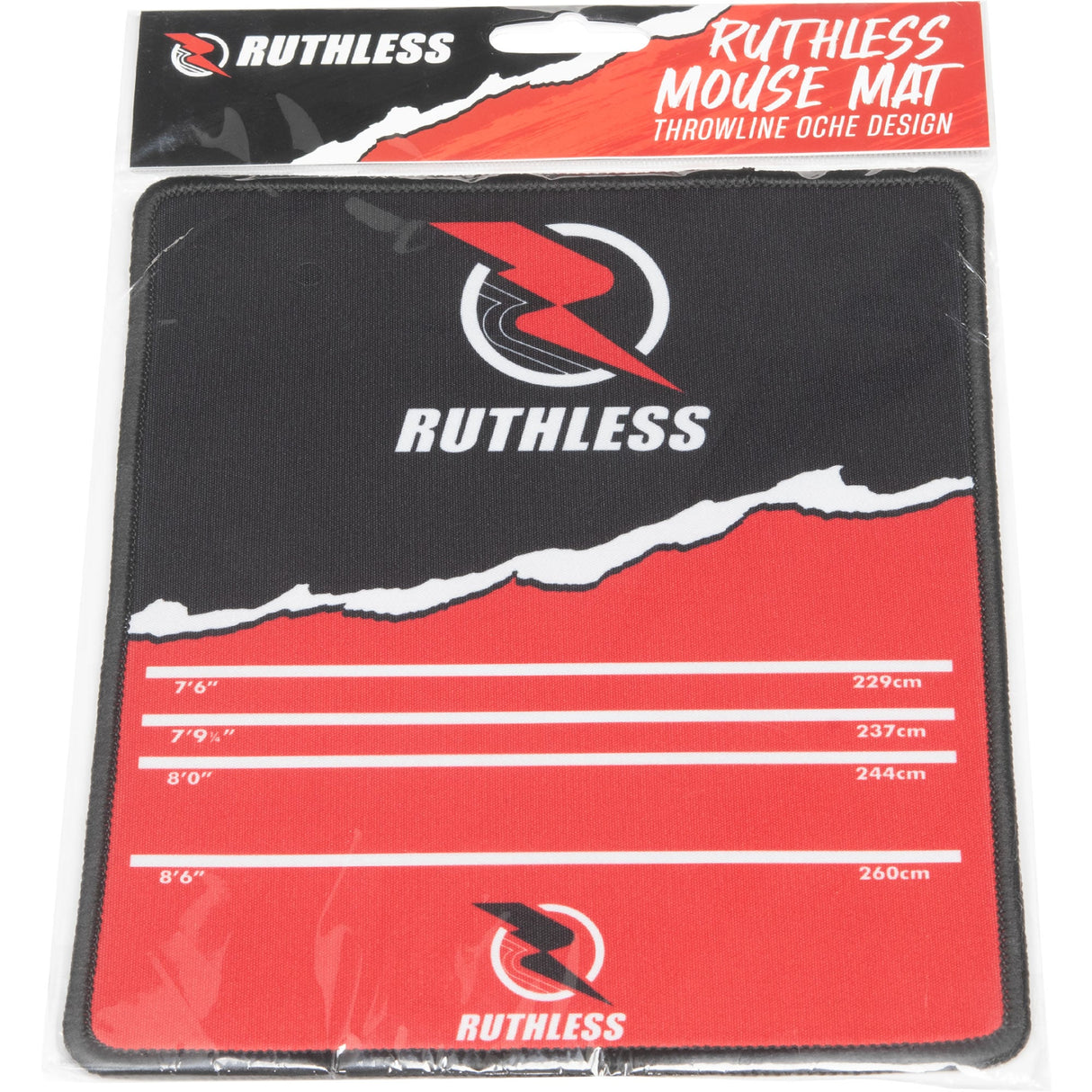 Ruthless Mauspad – Throwline Oche Design – 18 cm x 22 cm – Schwarz und Rot