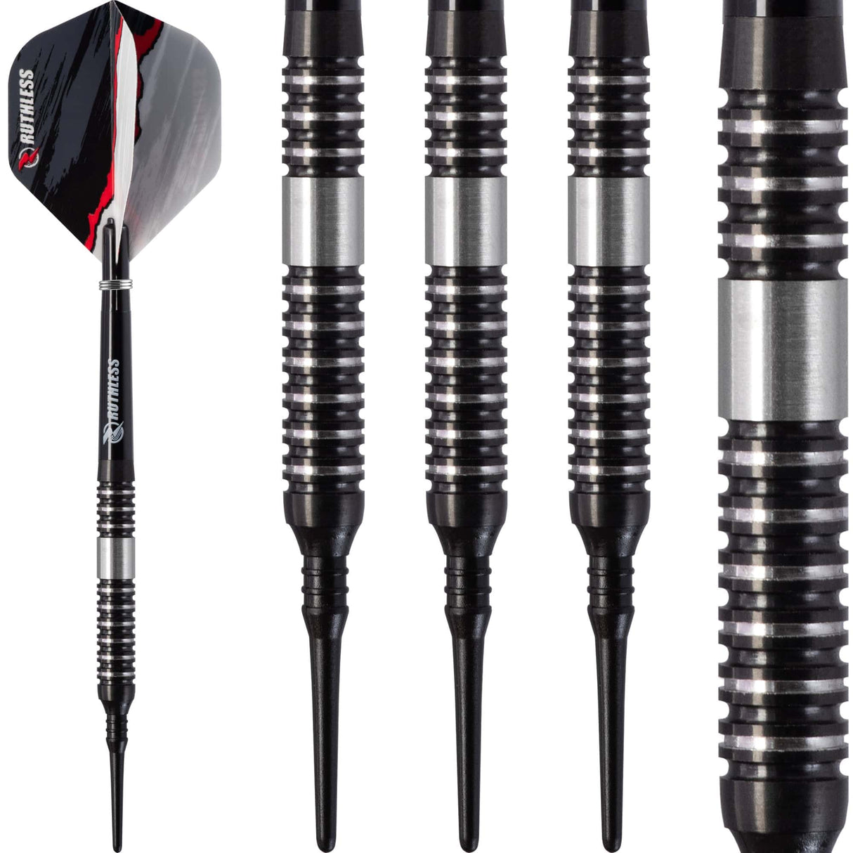 Ruthless Night Hawk Darts - Soft Tip Tungsten - BW 16.0g - Black - 18g 18g