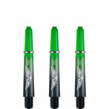 Shot Eagle Claw Dart Shafts - with Machined Rings - Strong Polycarbonate Stems - Black Green Short