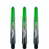 Shot Eagle Claw Dart Shafts - with Machined Rings - Strong Polycarbonate Stems - Black Green Tweenie