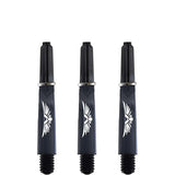 Shot Eagle Claw Dart Shafts - with Machined Rings - Strong Polycarbonate Stems - Clear Black Short