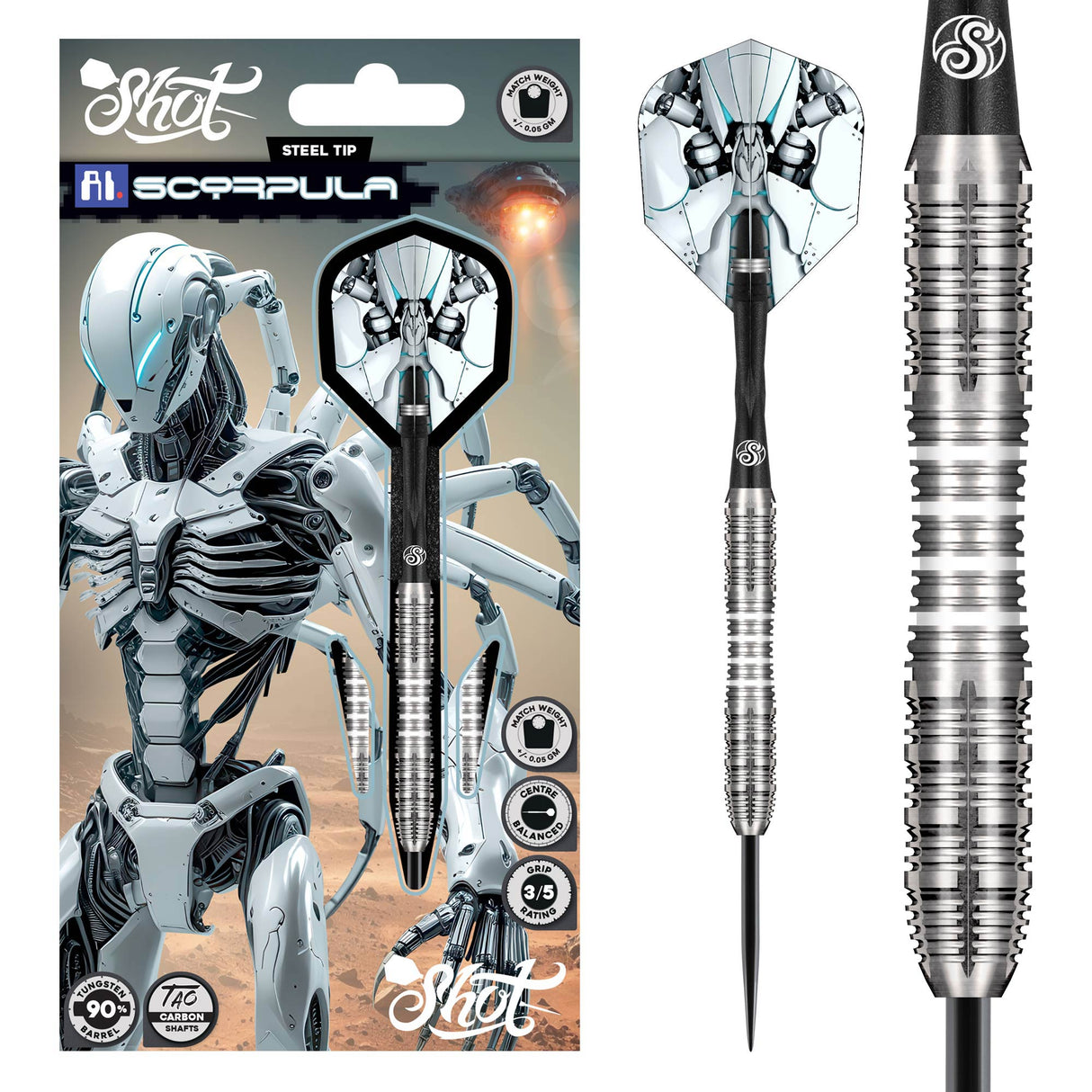 Shot AI Darts - Stahlspitze - 90% Tungsten - Scorpula