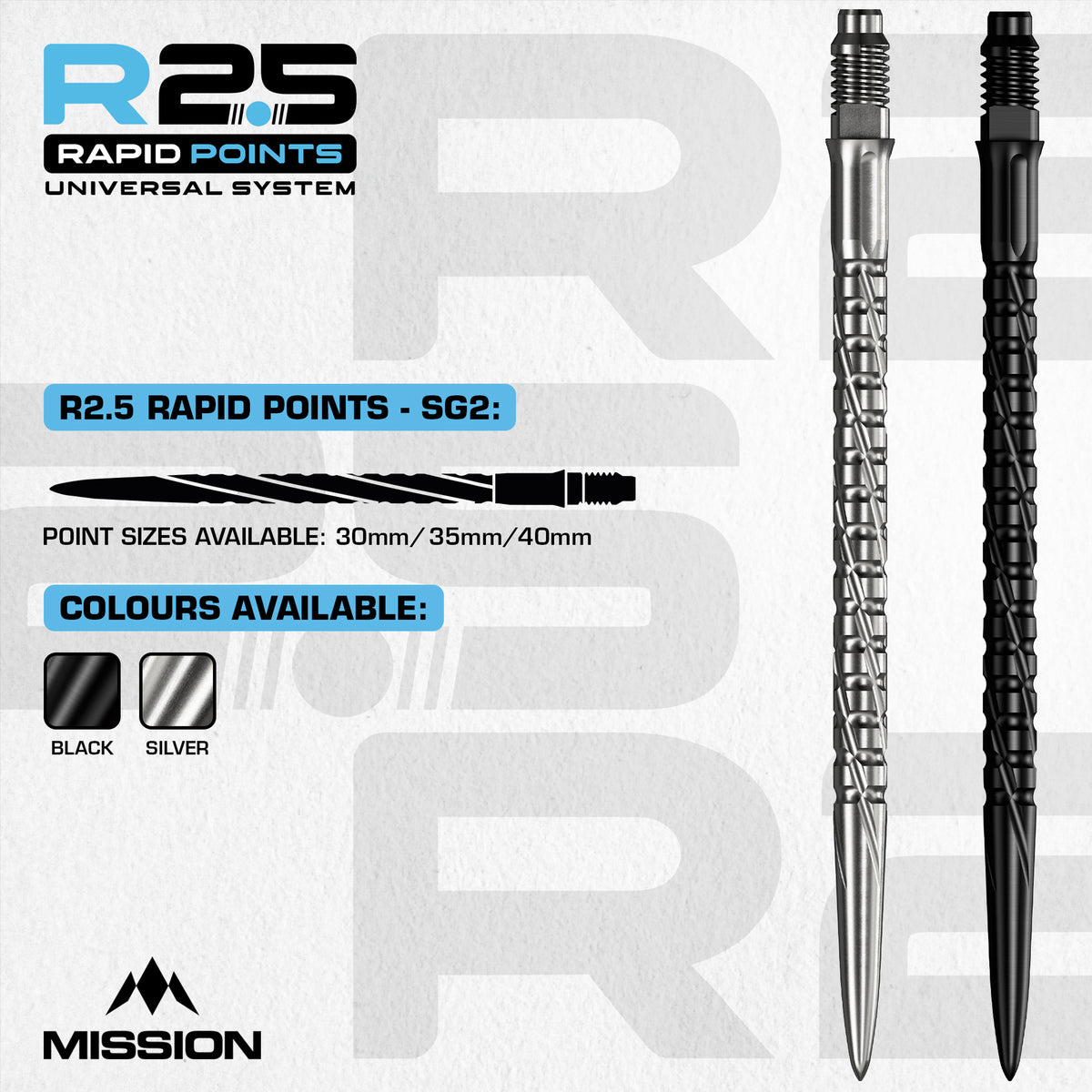 Mission R2.5 Rapid Dartspitzen - Stahlspitze - SG2