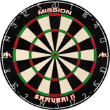 Dartboard Set: Mission Samurai II Dartboard + Pro Surround + Throwline + 6 Darts