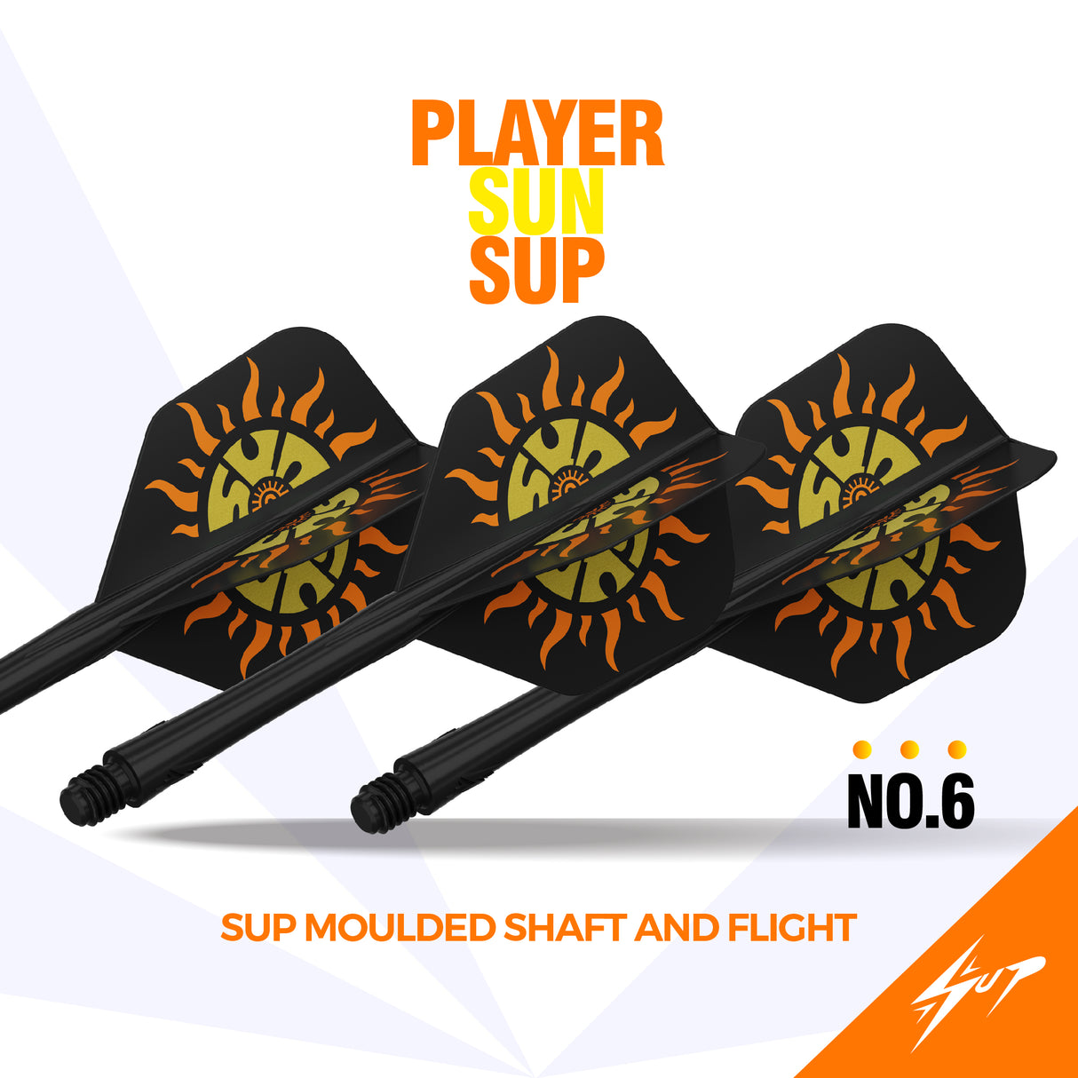 Caliburn SUP Dart Flights - Formgepresster Schaft & Flight - Sonne - Standard No6