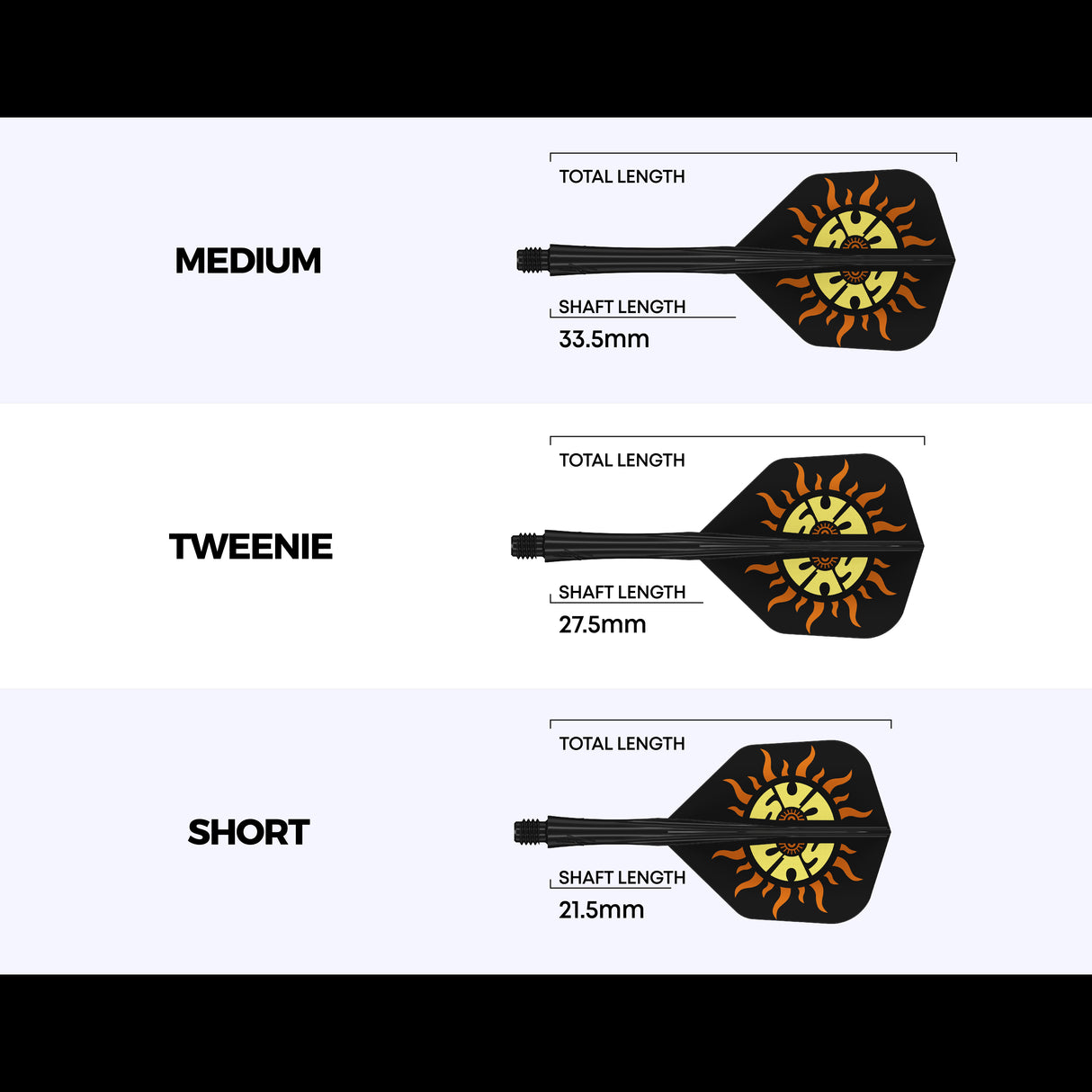 Caliburn SUP Dart Flights - Formgepresster Schaft & Flight - Sonne - Standard No6