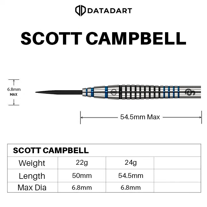 Datadart Scott Campbell Darts - Stahlsptize - 90% Tungsten