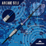 Mission Archie Self Darts - Stahlspitze - 90% Tungsten - Blau & Silber